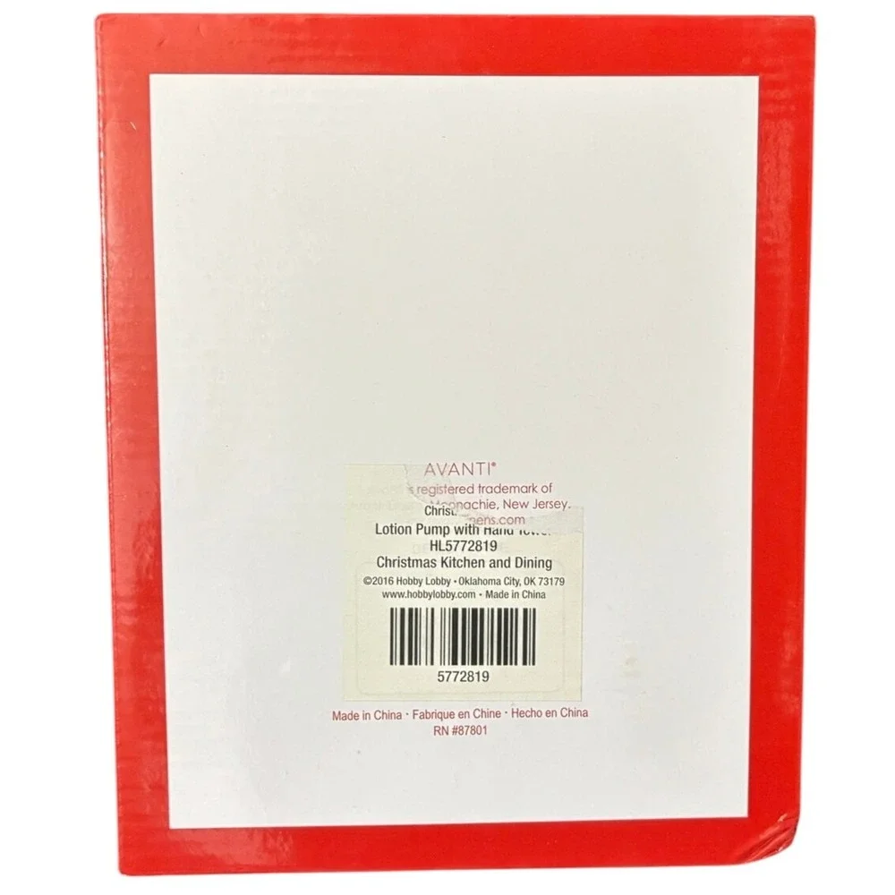 Avanti Christmas Joy Lotion Pump and Hand Towel‎ 2 Piece Set White Red Green